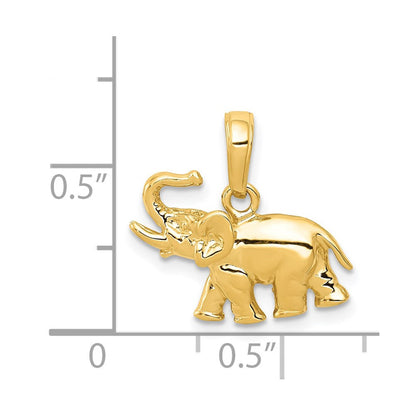14k Yellow Gold Polished Elephant Charm Pendant