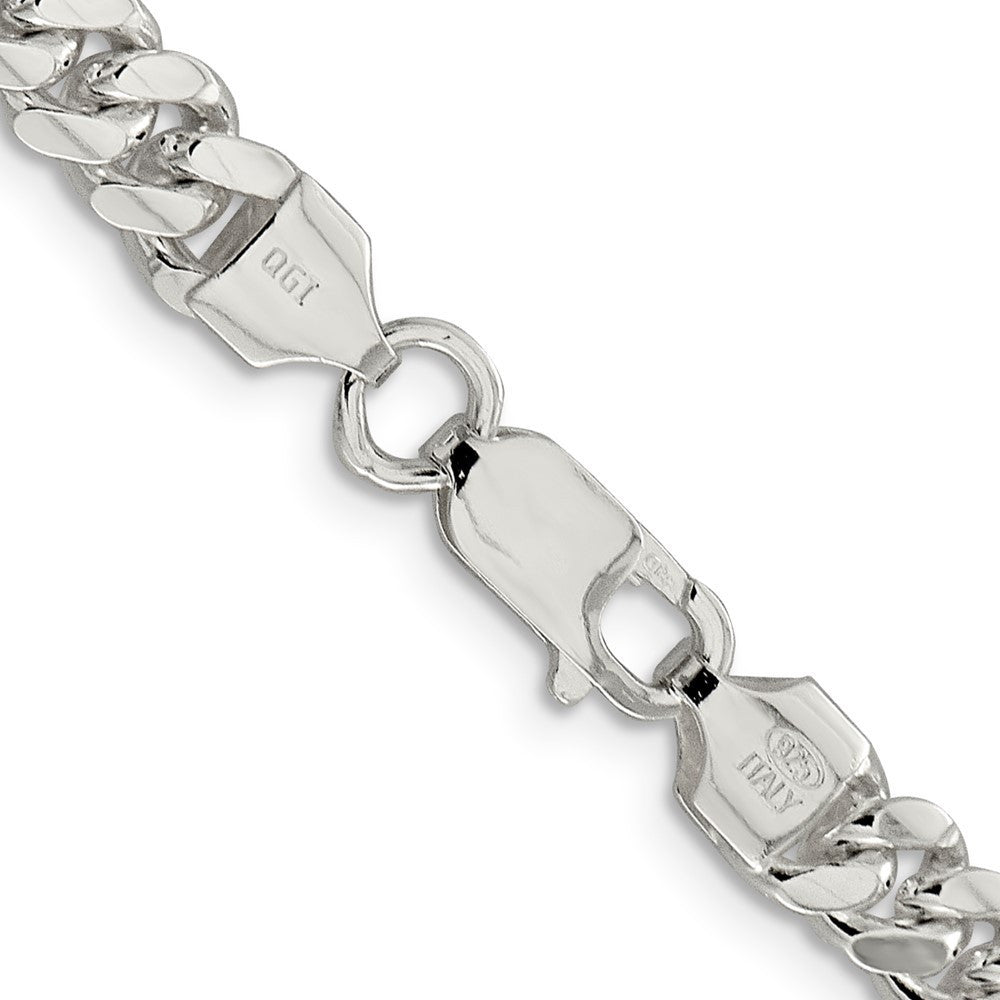 Sterling Silver 6.4mm Polished Domed Curb Chain Necklace 24"