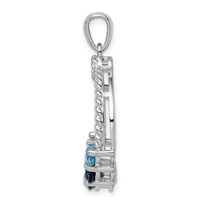 Sterling Silver Rhod-plat London Blue Topaz Pendant