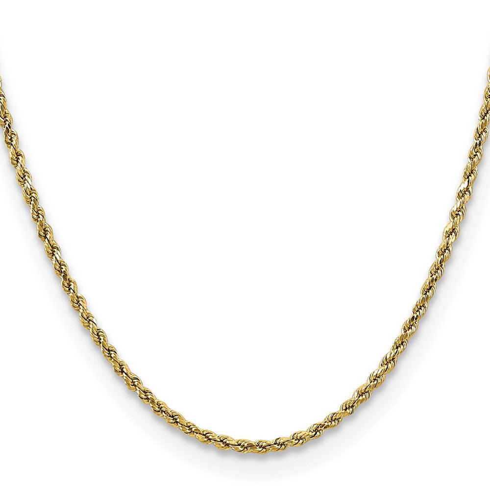 14k Yellow Gold 2.5mm Semi Solid Diamond-cut Rope Chain Necklace 16"