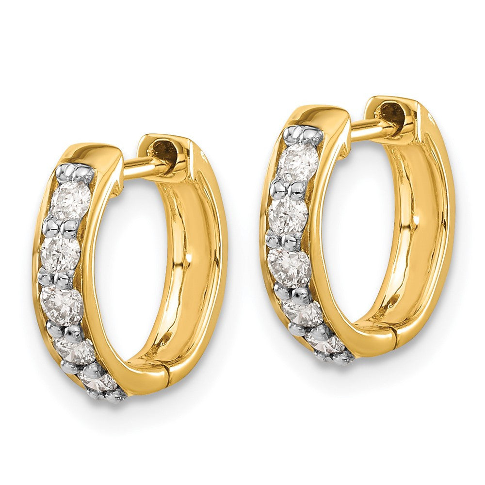 14k Yellow Gold Diamond Hinged Hoop Earrings