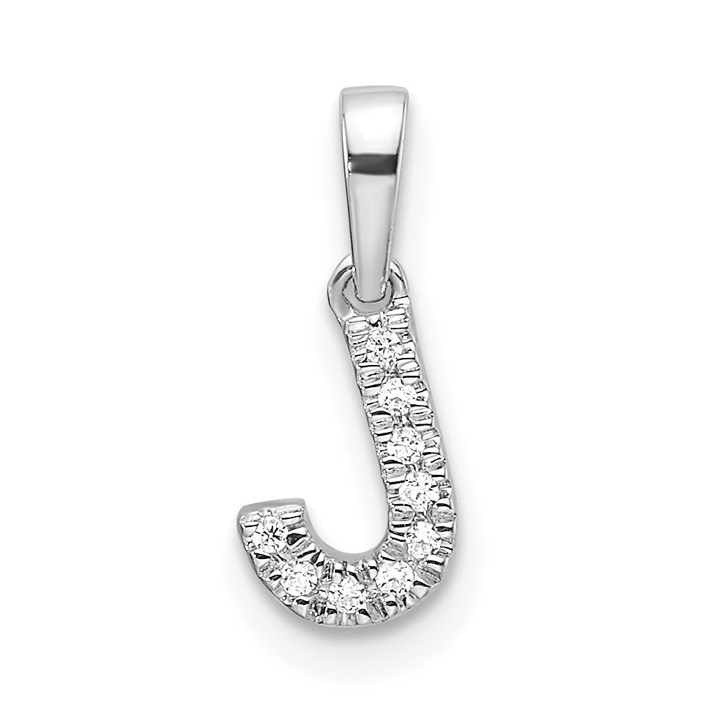 14k White Gold Diamond Letter J Initial with Bail Pendant