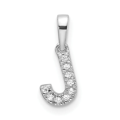 14k White Gold Diamond Letter J Initial with Bail Pendant