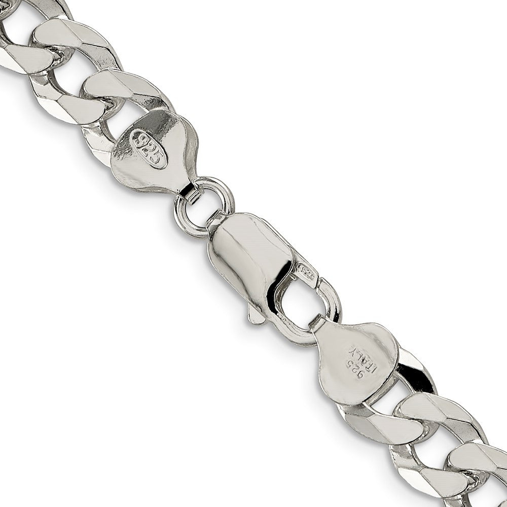 Sterling Silver 8.5mm Beveled Curb Chain Necklace 24"