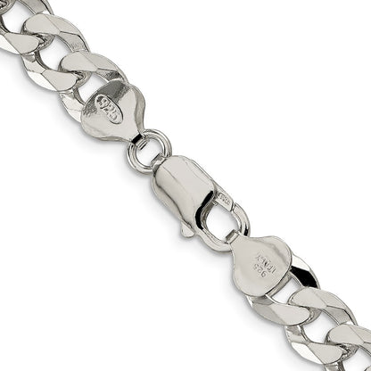 Sterling Silver 8.5mm Beveled Curb Chain Necklace 24"