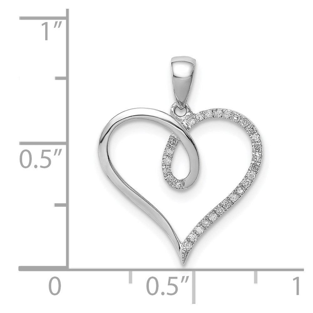 Sterling Silver Rhodium Diamond Heart Pendant
