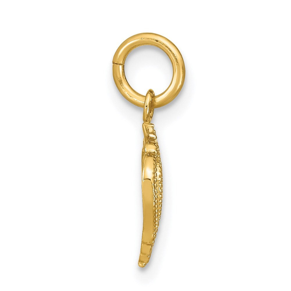 14k Yellow Gold Rhodium Mini Heart Charm Pendant