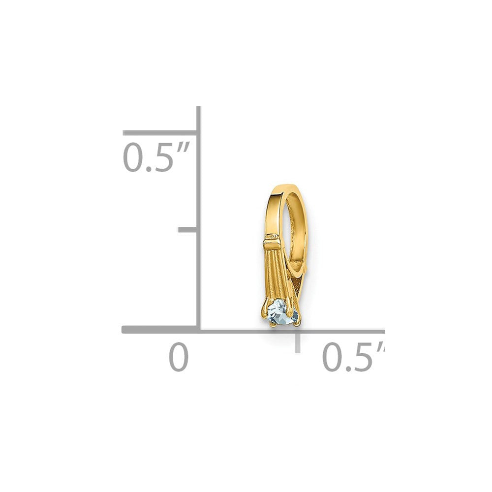 14k Yellow Gold 3D Ring with Light Blue CZ Charm Pendant