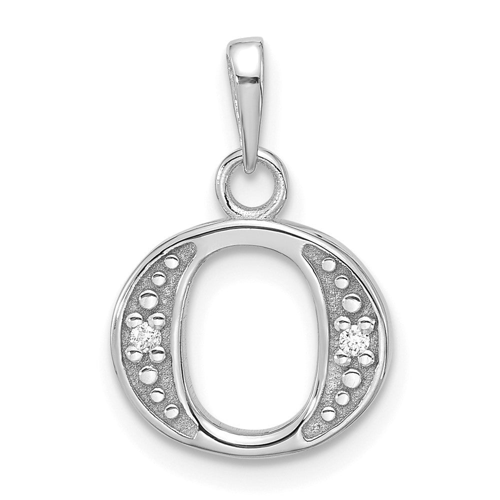 14k White Gold Diamond Letter O Initial Pendant