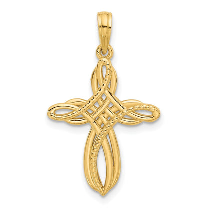 14k Yellow Gold Fancy Cross Charm Pendant