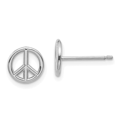 14K White Gold Polished Peace Symbol Stud Earrings