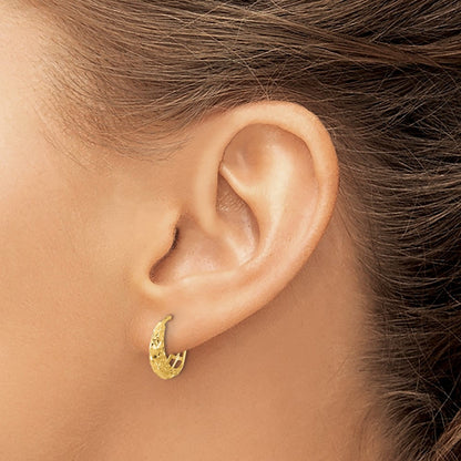 14k Yellow Gold Polished Diamond-cut Hoop Earrings