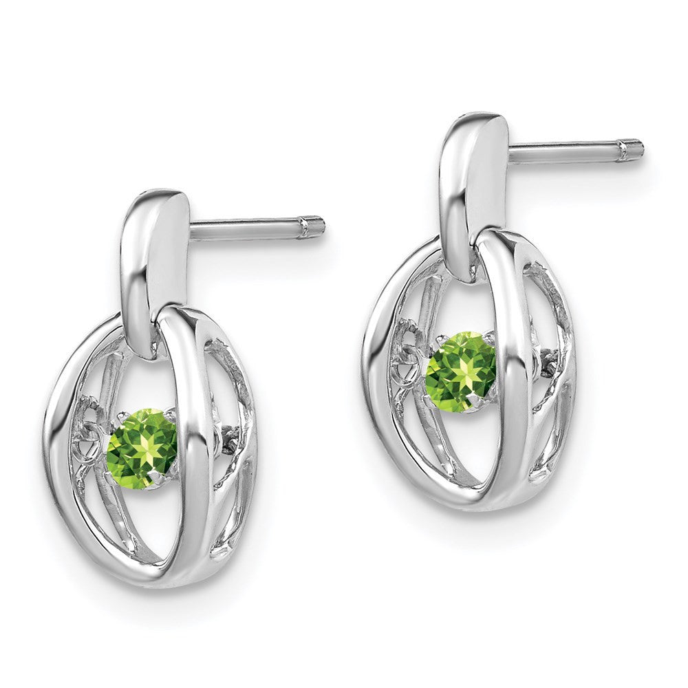 Sterling Silver Rhodium Peridot Birthstone Vibrant Dangle Earrings