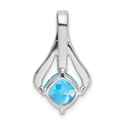 14k White Gold Blue Topaz and Diamond Pendant