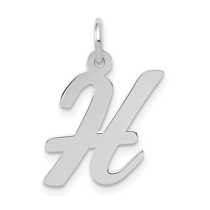 14k White Gold Medium Script Letter H Initial Charm Pendant
