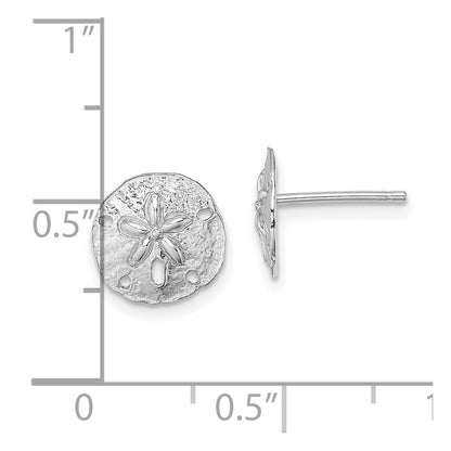 14K White Gold Polished Mini Sand Dollar Stud Earrings