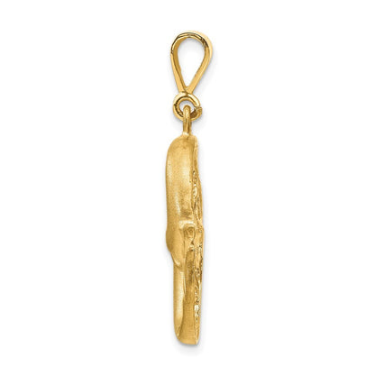 14k Yellow Gold Satin Diamond-cut Pisces Zodiac Charm Pendant