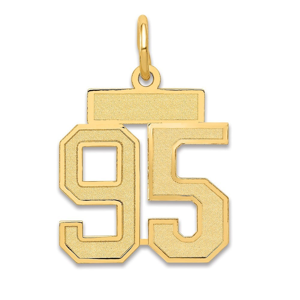 14k Yellow Gold Small Satin Number 95 Charm Pendant