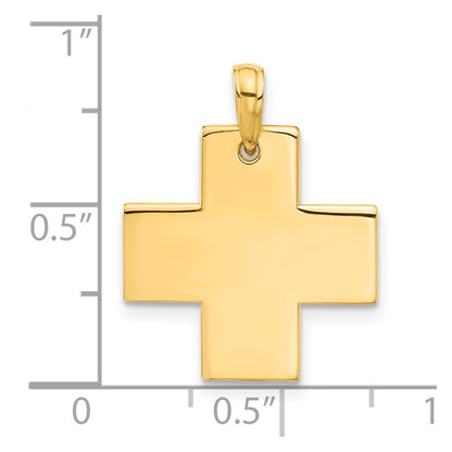 14k Yellow Gold Polished Cross Pendant