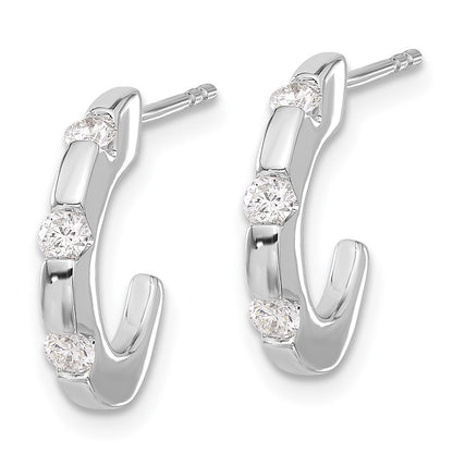 14k White Gold Diamond J-Hoop Earrings