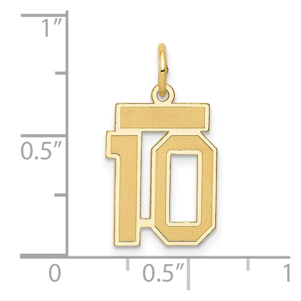 14k Yellow Gold Small Satin Number 10 Charm Pendant