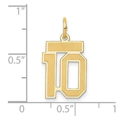 14k Yellow Gold Small Satin Number 10 Charm Pendant