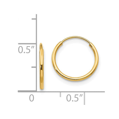 14k Yellow Gold Endless Hoop Earrings
