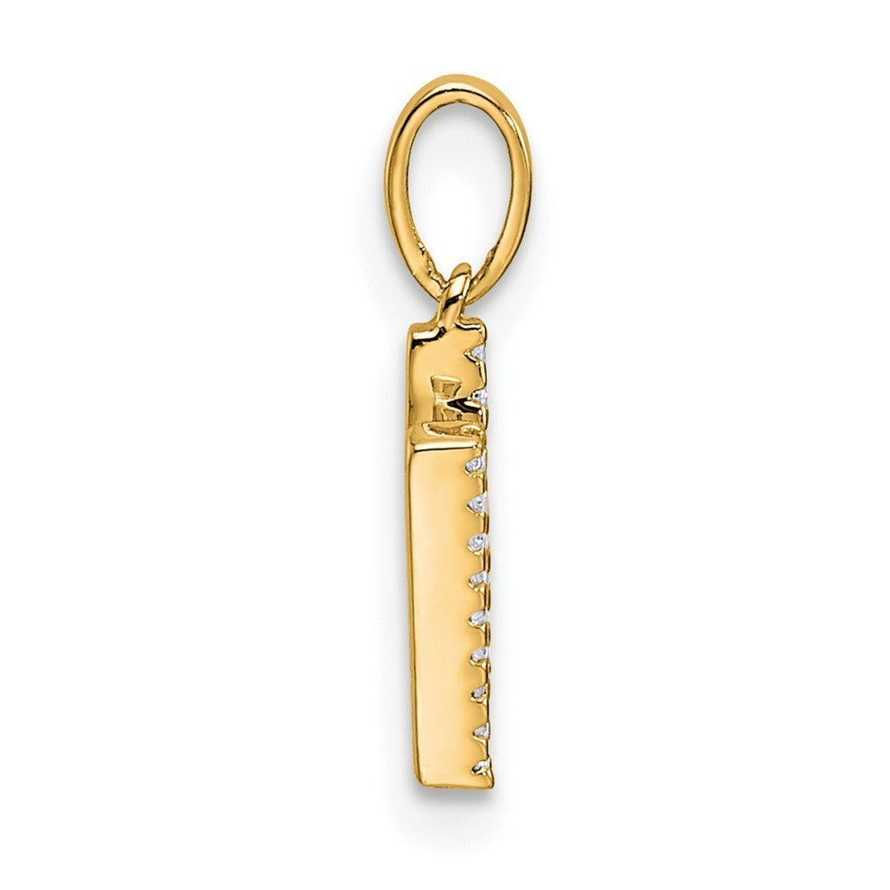 14k Yellow Gold Diamond Letter N Initial Pendant