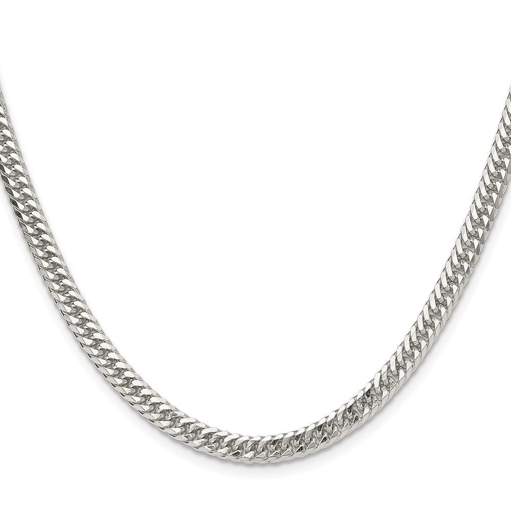 Sterling Silver Polished 4.8mm Double Diamond-cut Curb Chain Necklace 24"