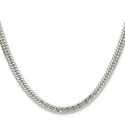 Sterling Silver Polished 4.8mm Double Diamond-cut Curb Chain Necklace 24"