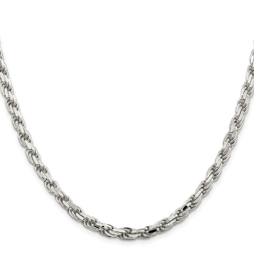 Sterling Silver 5.75mm Diamond-cut Rope Chain Necklace 24"