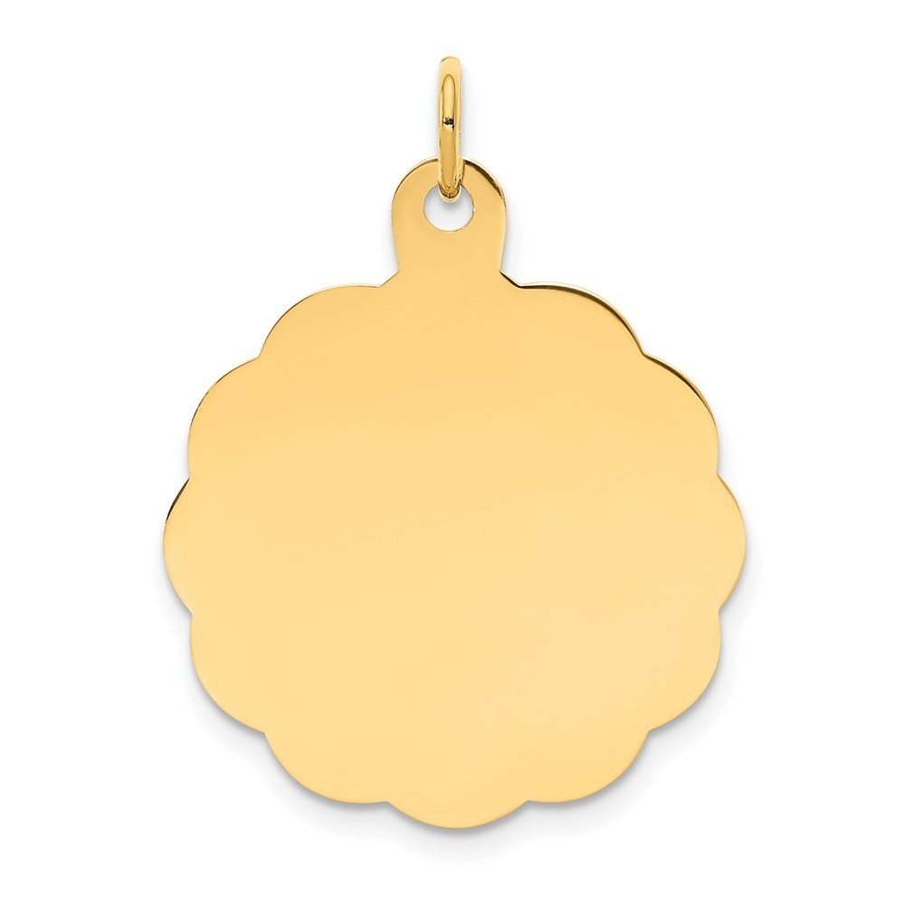 14k Yellow Gold .018 Gauge Engravable Scalloped Disc Charm Pendant