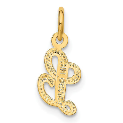 14k Yellow Gold Script Letter L Initial Charm Pendant