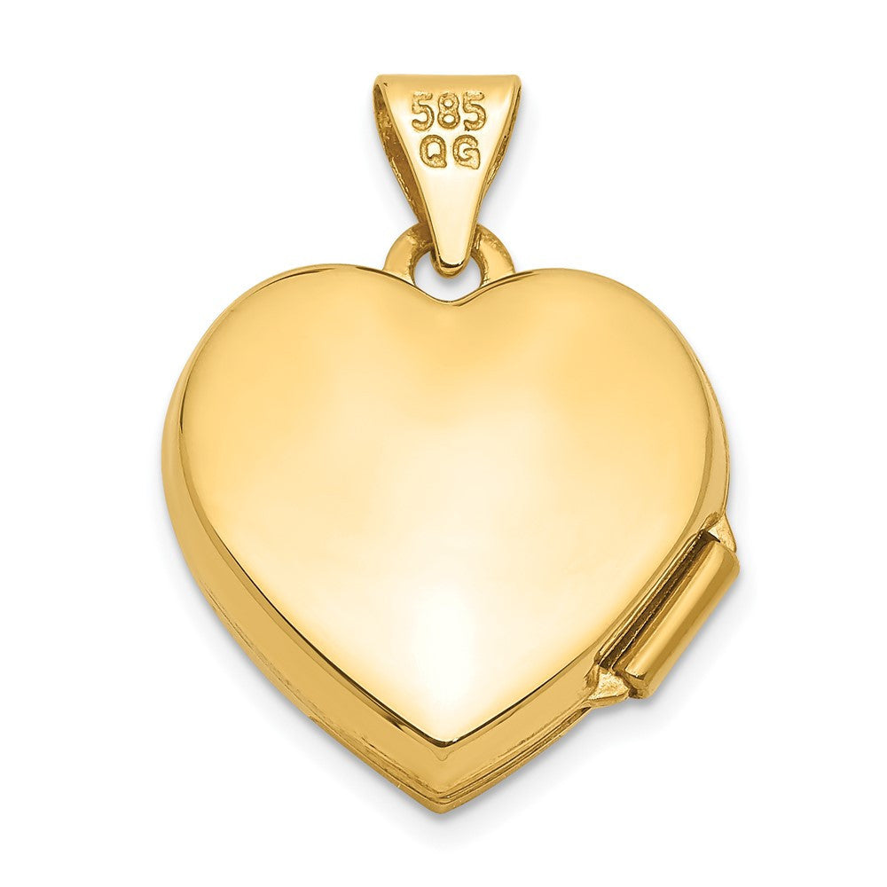 14k Yellow Gold 15mm Half Scroll Design Heart Locket