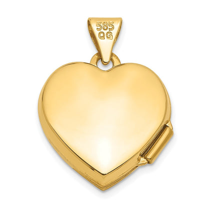 14k Yellow Gold 15mm Half Scroll Design Heart Locket