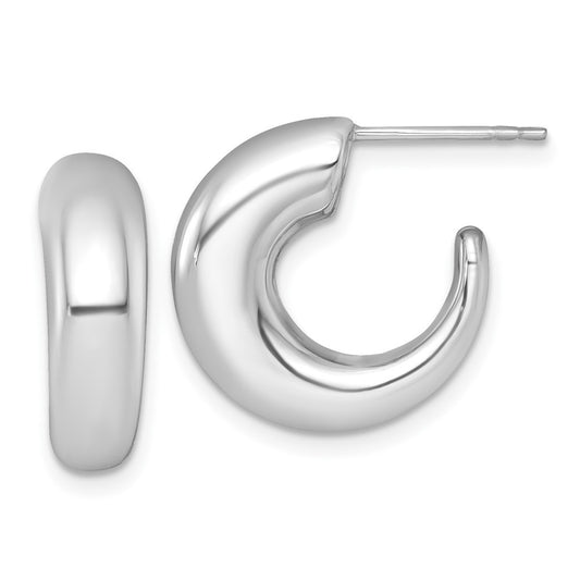 14k White Gold Polished Tapered Hollow C-Hoop Earrings