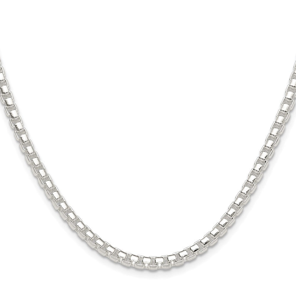 Sterling Silver Polished 4mm Round Box Chain Necklace 24"