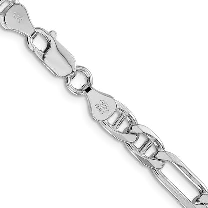 Sterling Silver Rhodium-plated 6.5mm Figaro Anchor Chain Necklace 22"