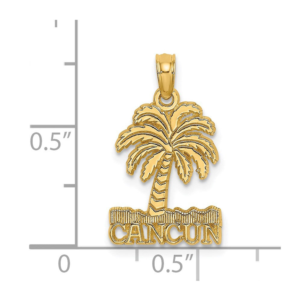 14k Yellow Gold CANCUN Under Palm Tree Charm Pendant