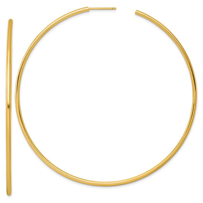 14k Yellow Gold Polished 2.0 x 80mm Tube C-Hoop Earrings