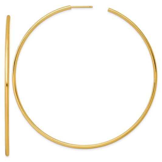 14k Yellow Gold Polished 2.0 x 80mm Tube C-Hoop Earrings