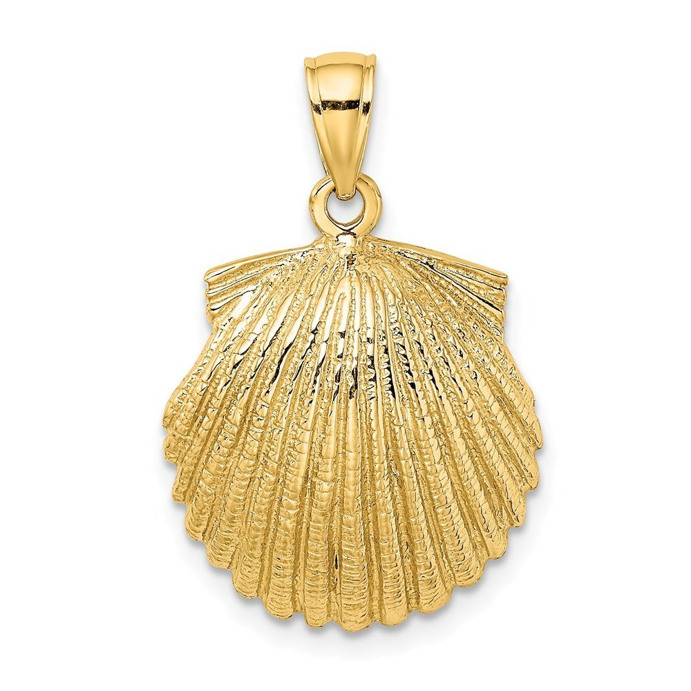 14k Yellow Gold Scallop Shell Charm Pendant