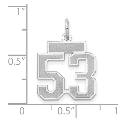 14k White Gold Small Satin Number 53 Charm Pendant