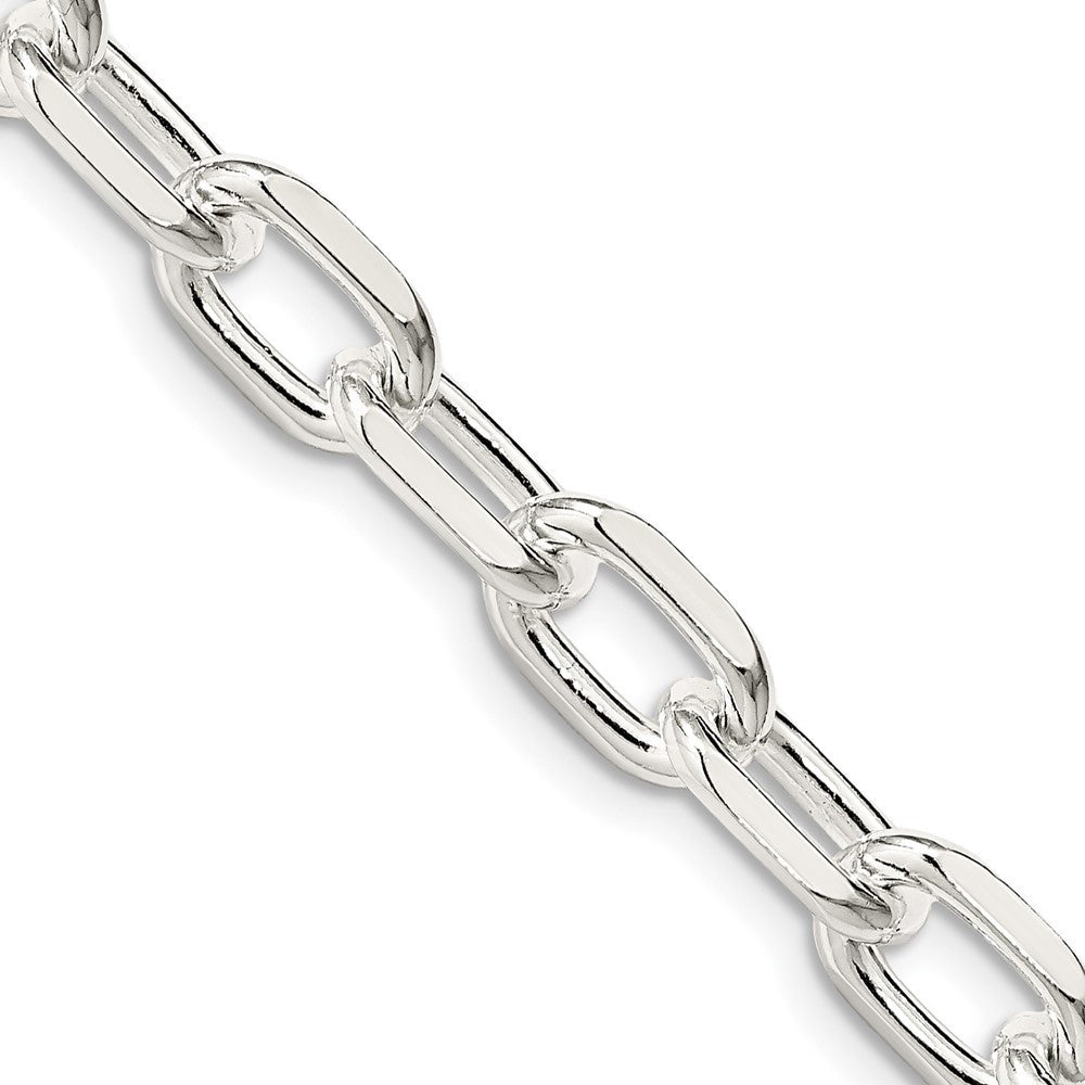Sterling Silver 7.5mm Diamond-cut Long Link Cable Chain Necklace 24"