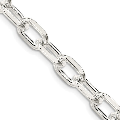 Sterling Silver 7.5mm Diamond-cut Long Link Cable Chain Necklace 24"