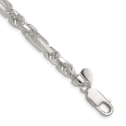 Sterling Silver 6mm Diamond-Cut Figarope Chain Necklace 18"