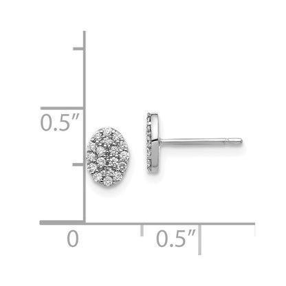 14k White Gold Diamond Cluster Oval Stud Earrings