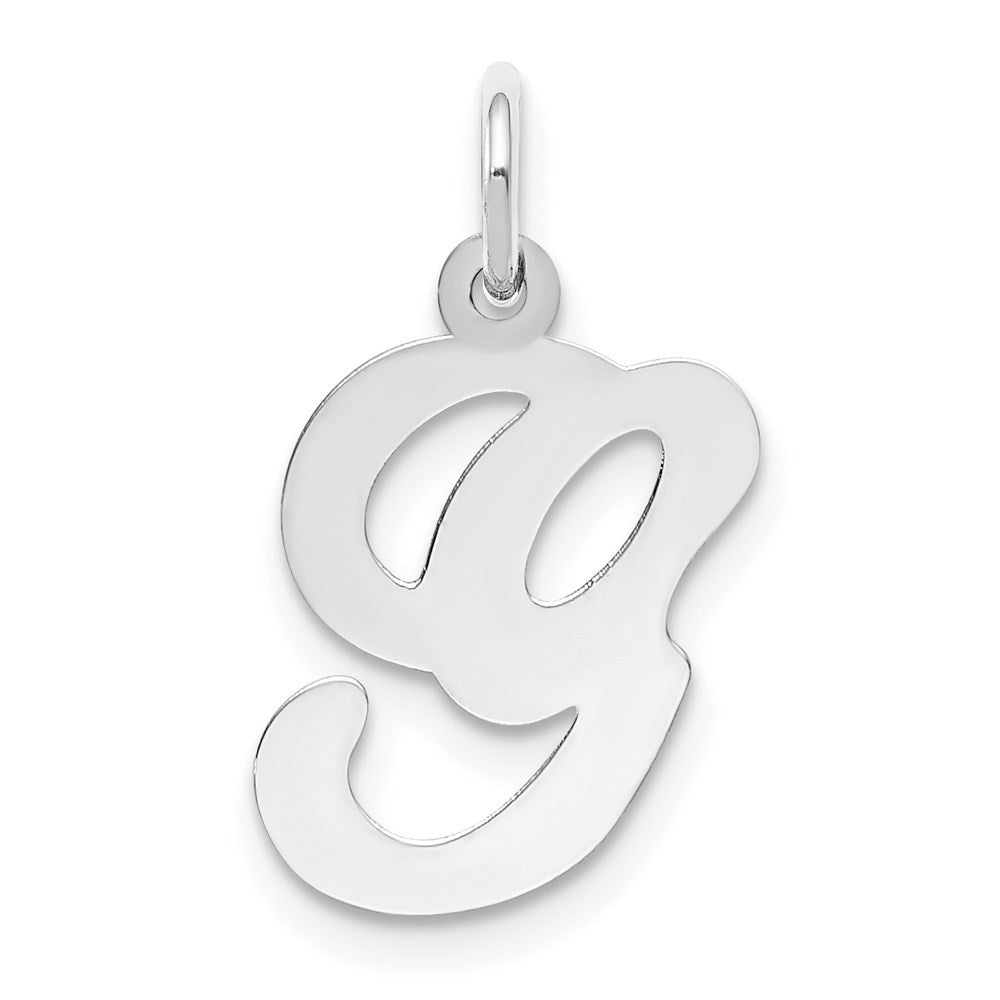 14k White Gold Script Letter G Initial Charm Pendant