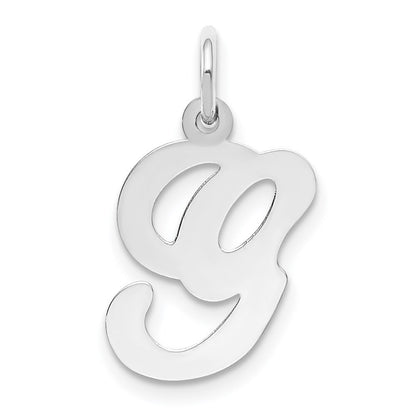 14k White Gold Script Letter G Initial Charm Pendant