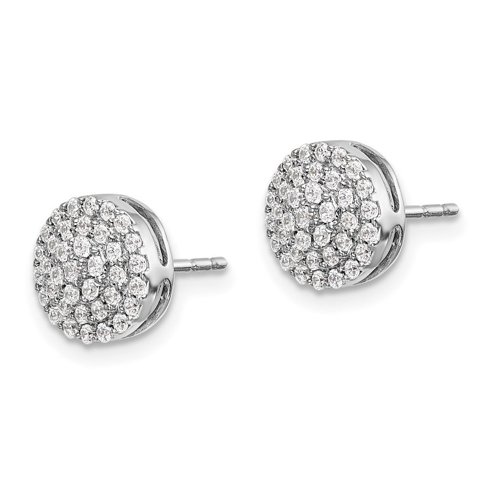 14k White Gold Diamond Round Cluster Stud Earrings